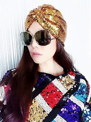 Golden Sequin Turban,Scarf,Women Turban,Full Turban,Turban,Turban Hat,Stretch Turban,Fashion Turban,Head Wrap,Head Scarf,Headband,Fashion,Gift,Show,Party,Holiday