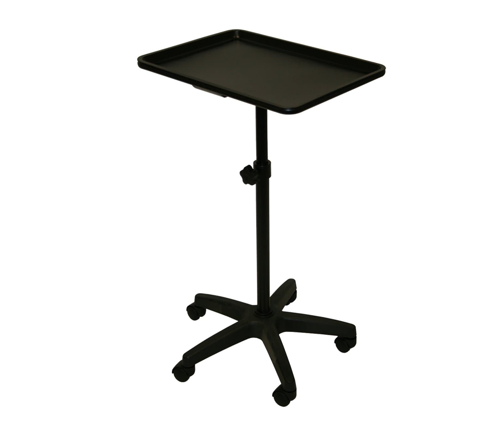InkBed Extra Large Black Steel Single-Post Mayo Instrument Stand with Lift Out Work Tray Tattoo Salon Spa