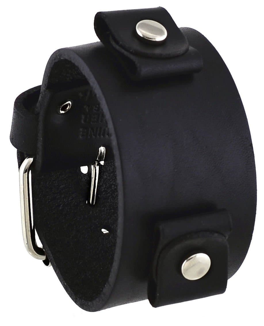 Nemesis GB-K Women's Junior Size Black Wide Leather Cuff Wrist Watch Band