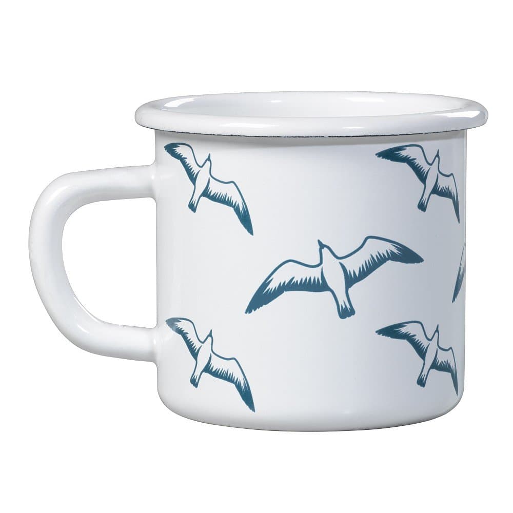 Whitby Seagulls Mug, Steel, White, 9 x 11 x 7.8 cm