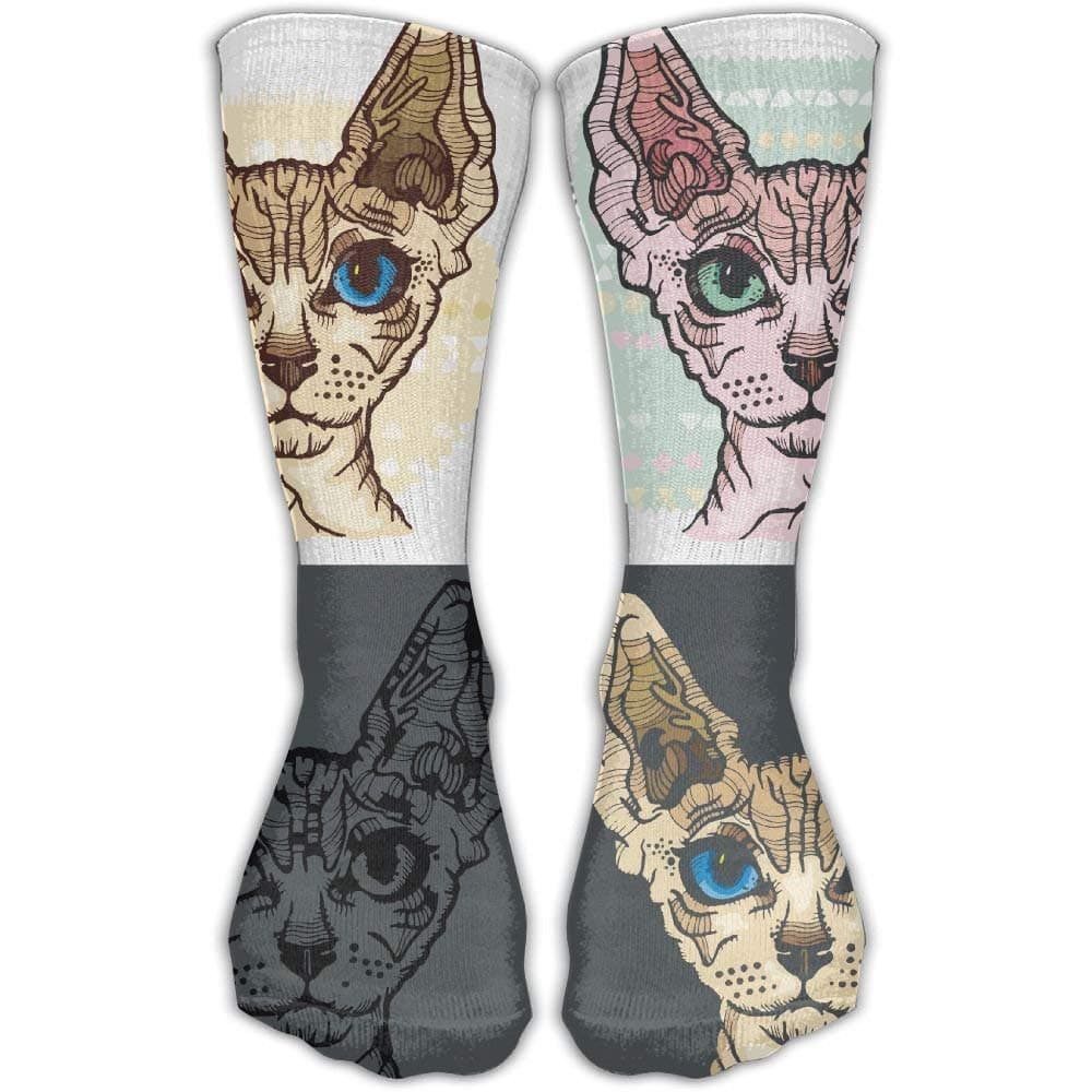 Sphynx Cat Unisex Novelty Crew Socks Ankle Dress Socks Fits Shoe Size 6-10