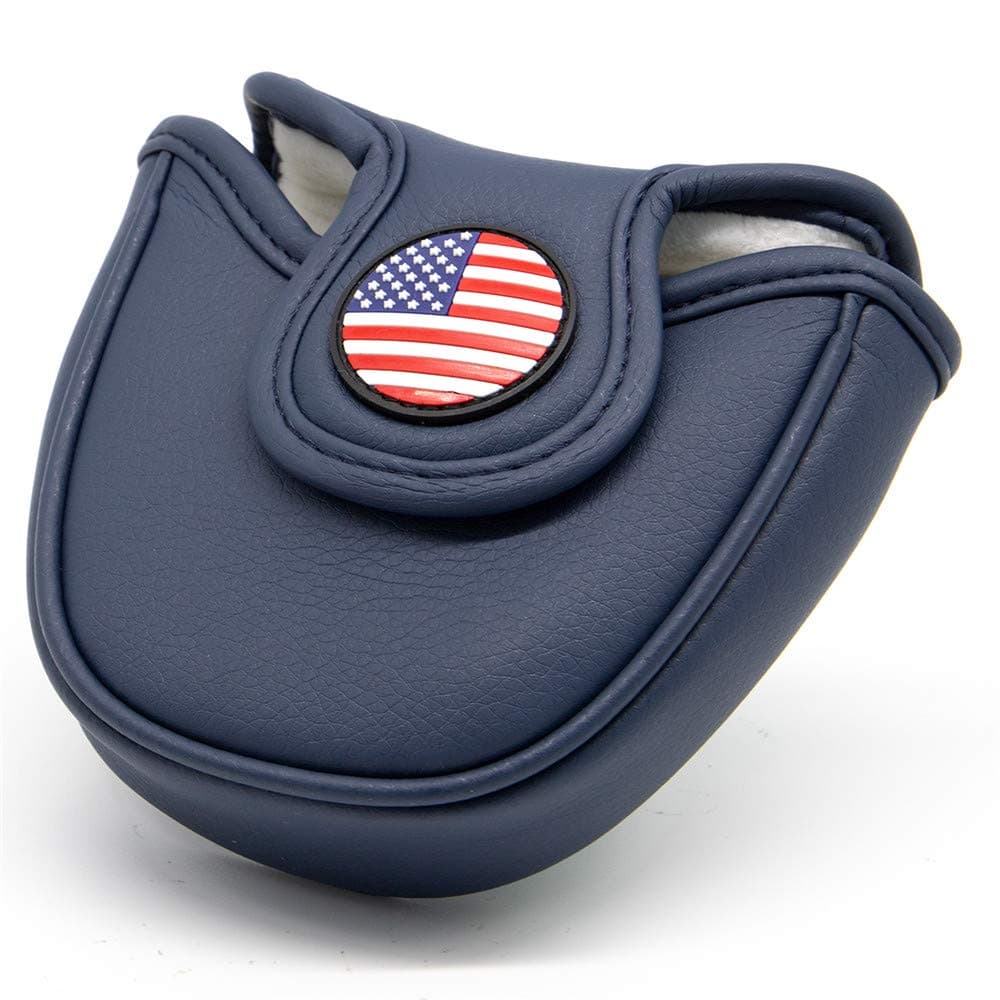 Mallet Putter Cover Headcover Head Cover Magnetic Golf Club Head Cover Dark Blue Synthetic Leather Made for Odyssey Scotty Cameron