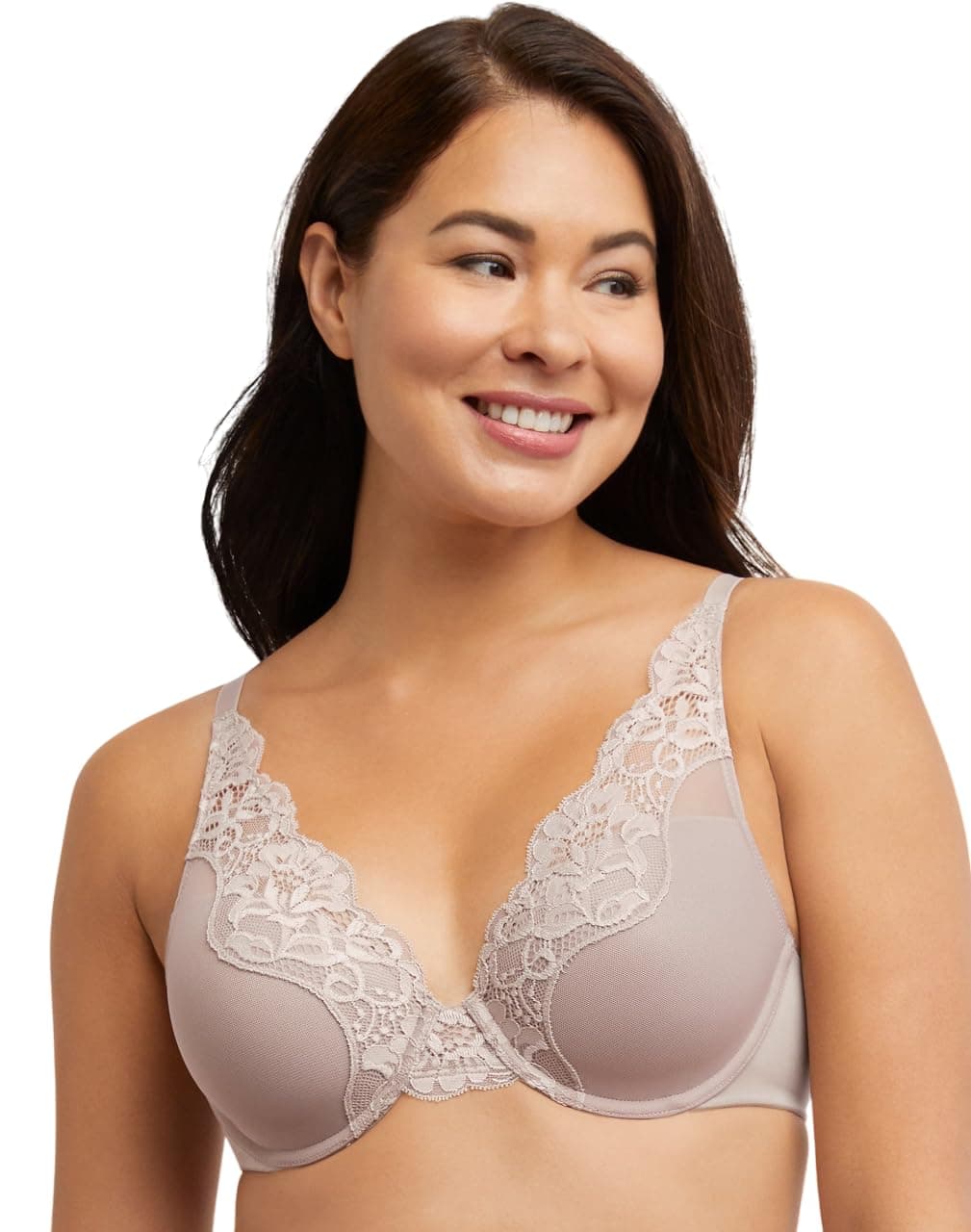 Bali Women's Lace Underwire Bra, One Smooth U Comfort Stretch Full-Coverage Lace Bras for Women, Convertible