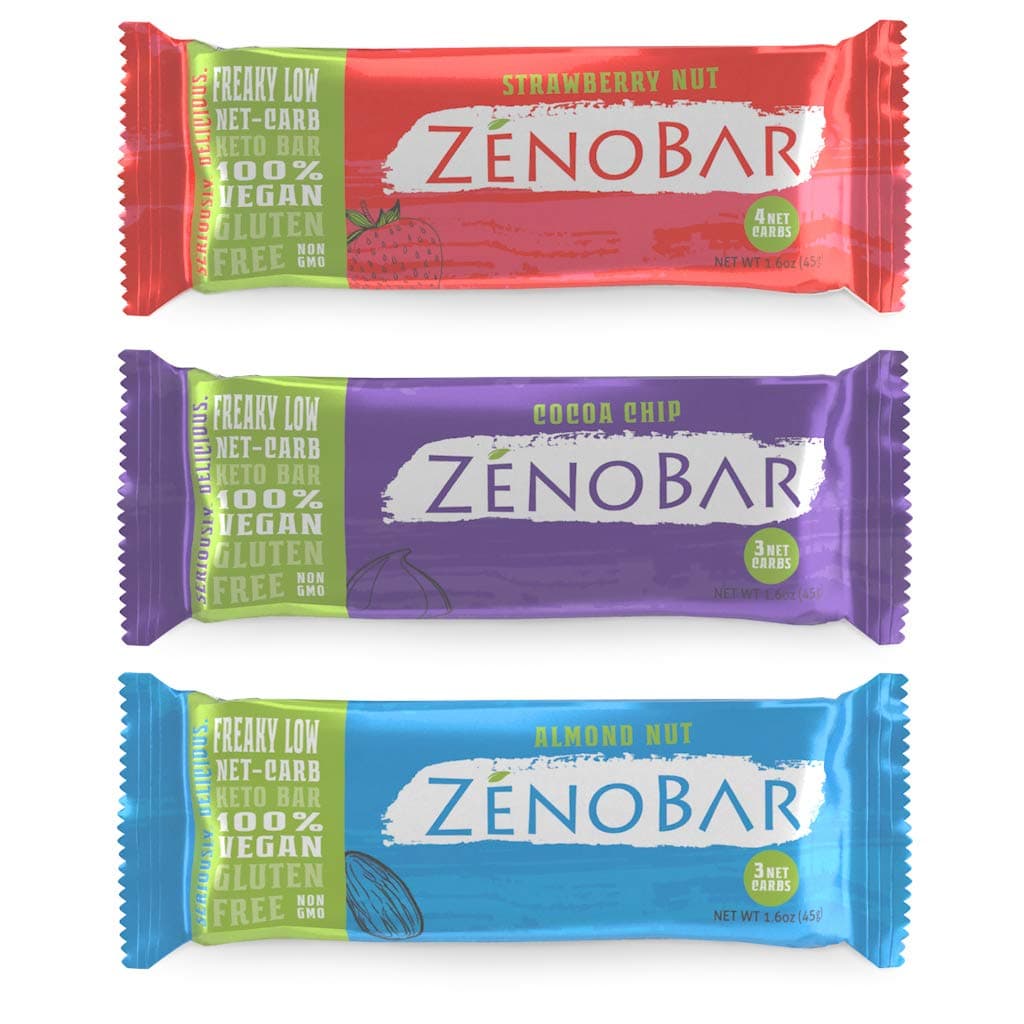 ZenoBar Keto Low Carb Energy Bar, 1.6 oz (Variety, 12-Pack): Vegan, Whole Foods, Low Glycemic, Perfect for Keto, Diabetic, and High Fat Diets