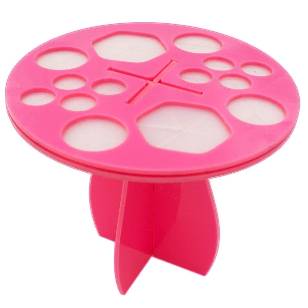 Collapsible Air Drying Makeup Brush Organizing Tower Acrylic Brush Holder Tree Rack Holder Cosmetic Tool Holder (Pink)