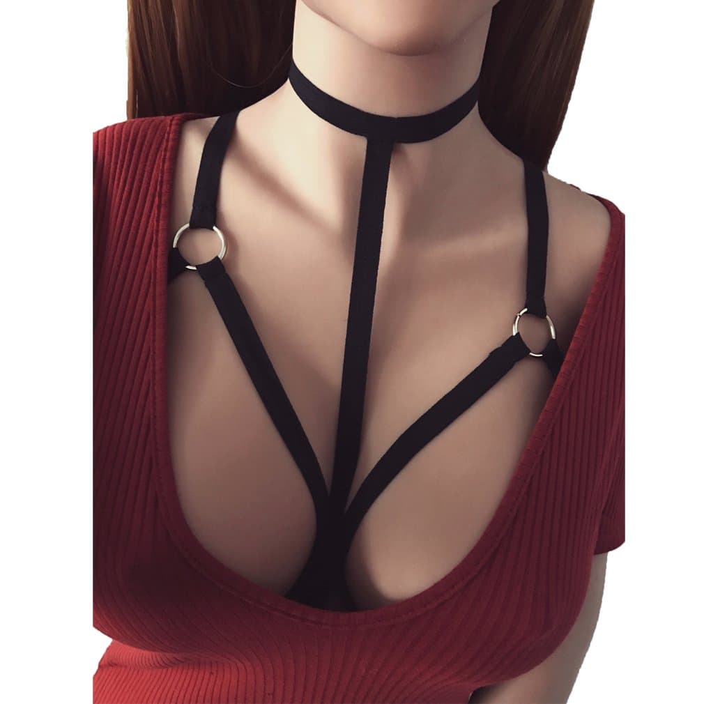 Womens Hollow Harness Bra Elastic Cage Strappy Hollow Out Bra Black