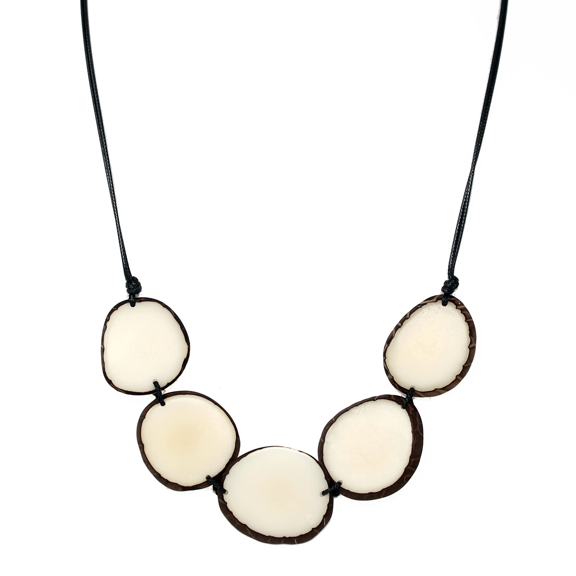 Tagua Necklace Chips in Natural Ivory White Handmade Fairtrade, Adjustable