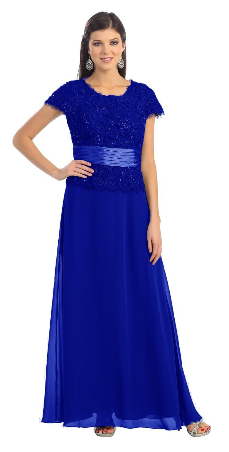 Conservative Formal Mothers Gown MQ571-ROYAL BLUE-3X