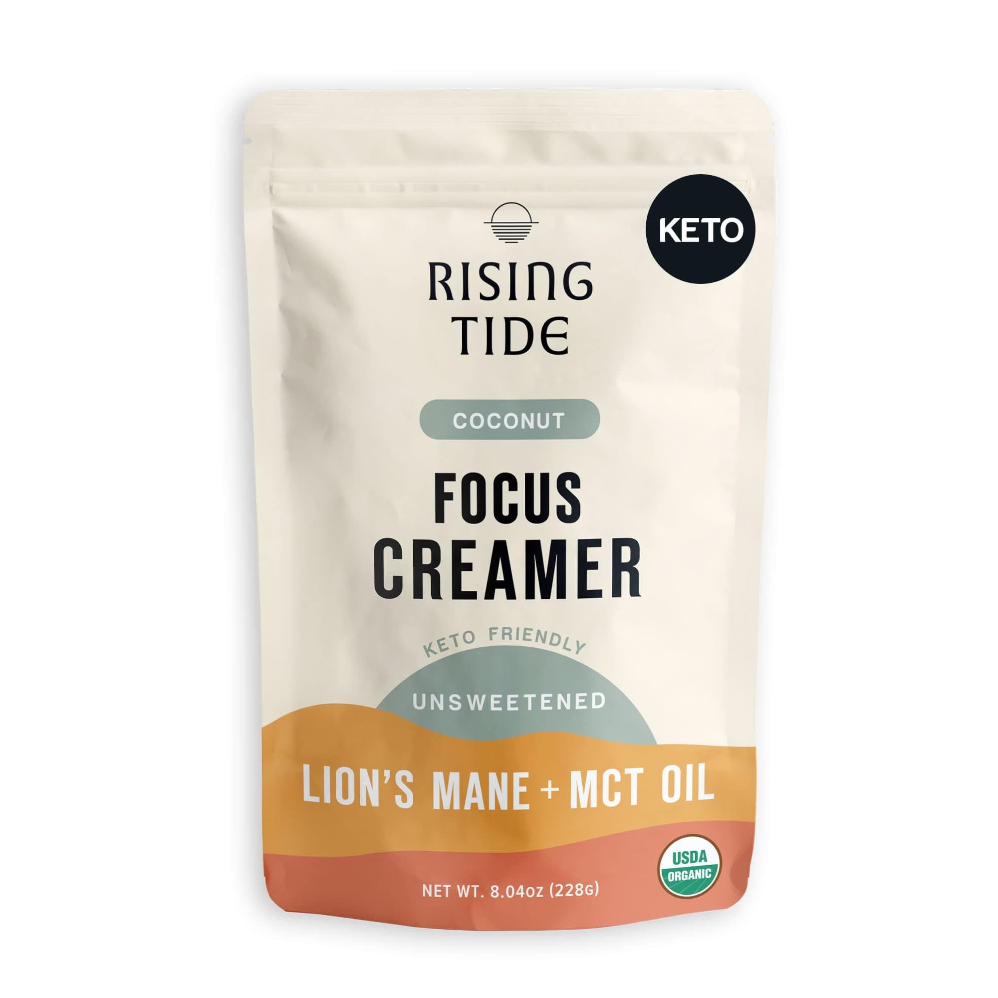 - Rising Tide Organic Mushroom Superfood Creamer - Coconut Milk Powder, Lions Mane Mushrooms, & MCT Oil - Dairy Free, Unsweetened, Keto Friendly & Plant-Based - Only 4 Ingredients - Add to Coffee, Matcha or Smoothies