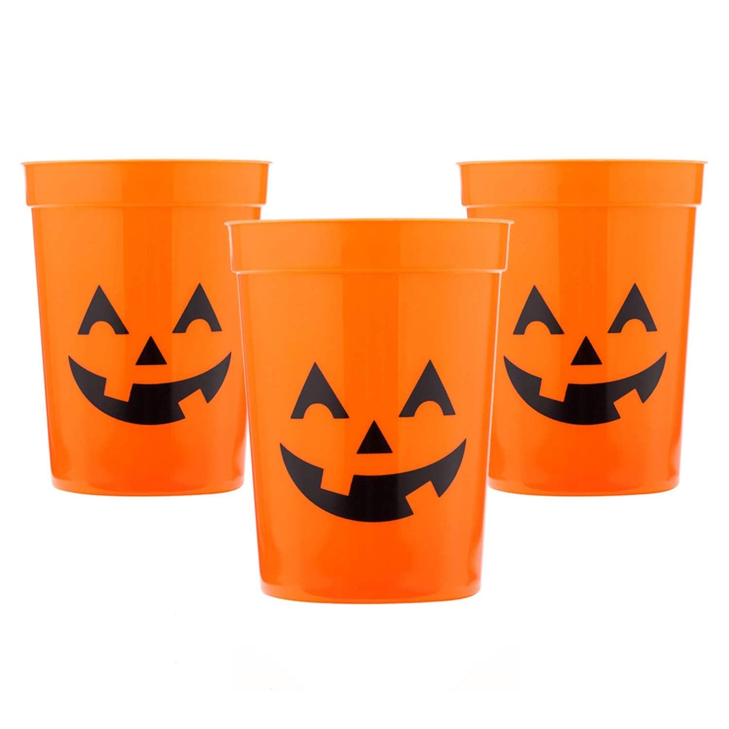 MISS FANTASY Halloween Cups for Kids, Halloween Plastic Cups Reusable Jack O Lantern Cups Halloween Pumpkin Cups for Kids Pack of 12