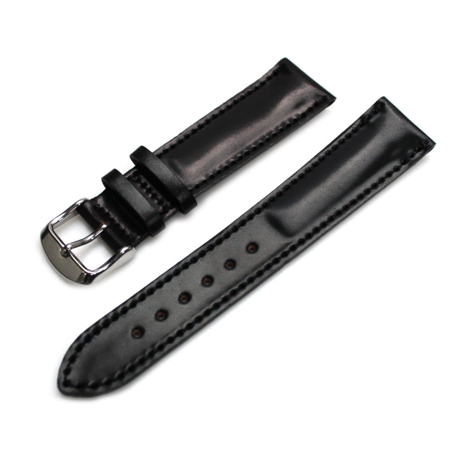 Horween Shell Cordovan Leather Watch Strap [Black, 20mm]