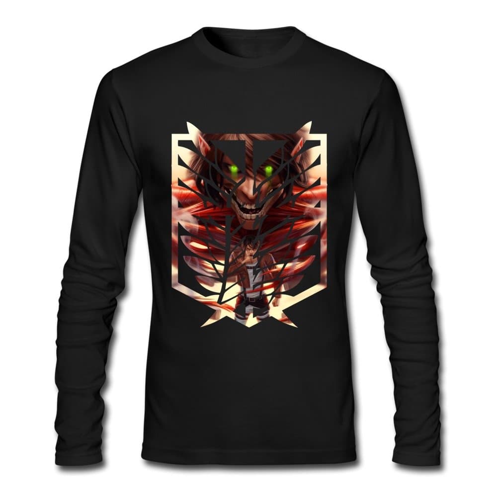 NNKEY Men's Long Sleeve Attack On Titan T-shirt Black M