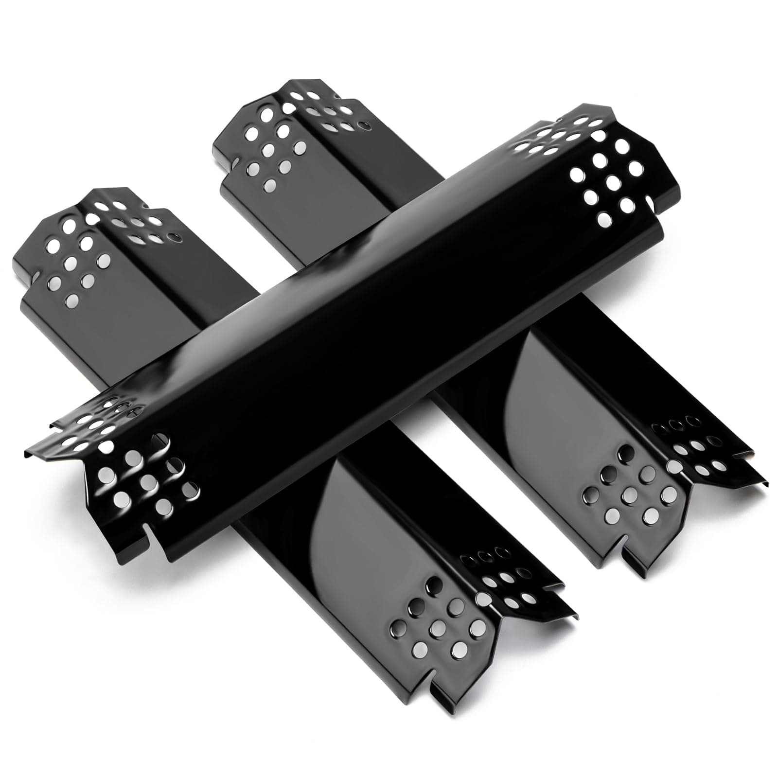 Unicook Grill Heat Plates for Nexgrill 720-0864, 720-0864M, BBQ PRO, Backyard, Expert, Grill Burner Covers Replacement Parts, 14.6 Inch Heat Shields Tents, Porcelain Flame Tamers, 3 Pack