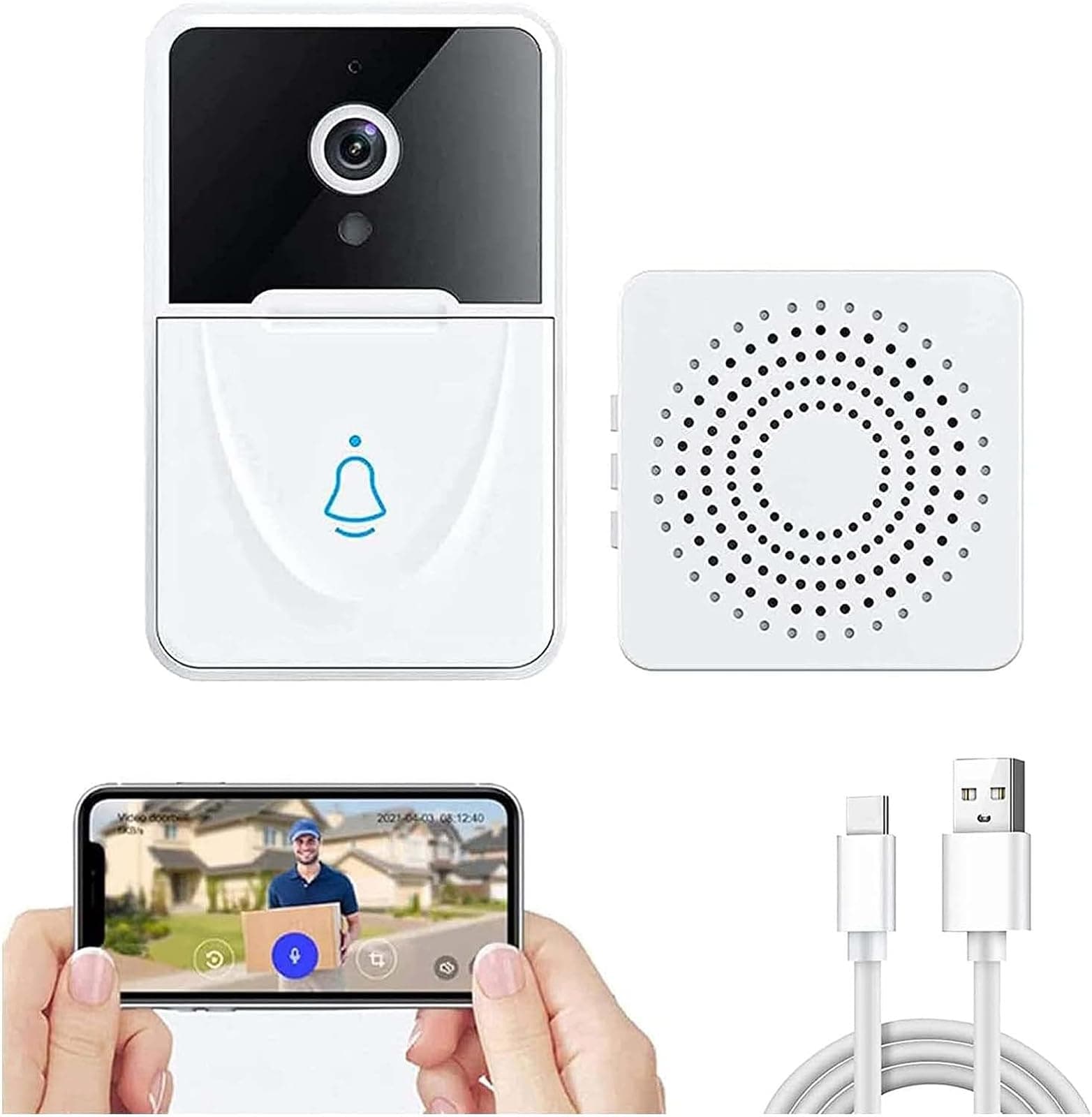 Intellibell Video Doorbell - Intelligent Visual Doorbell, Smart Wireless Doorbell Camera, AI Smart Human Detection/HD Camera, Intellibell anti-theft Doorbell, HD Ring Doorbell with Two-Way Audio