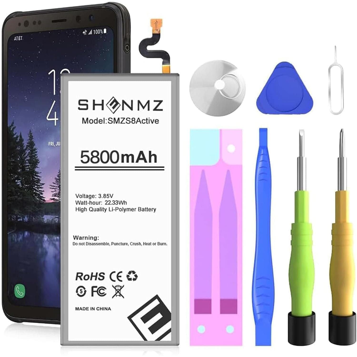 Galaxy S8 Active Battery, New Upgraded [5800mAh] Lithium Polymer Battery Replacement Compatible with Samsung Galaxy S8 Active EB-BG892ABE SM-G892U, SM-G892A with Repair Tool Kits