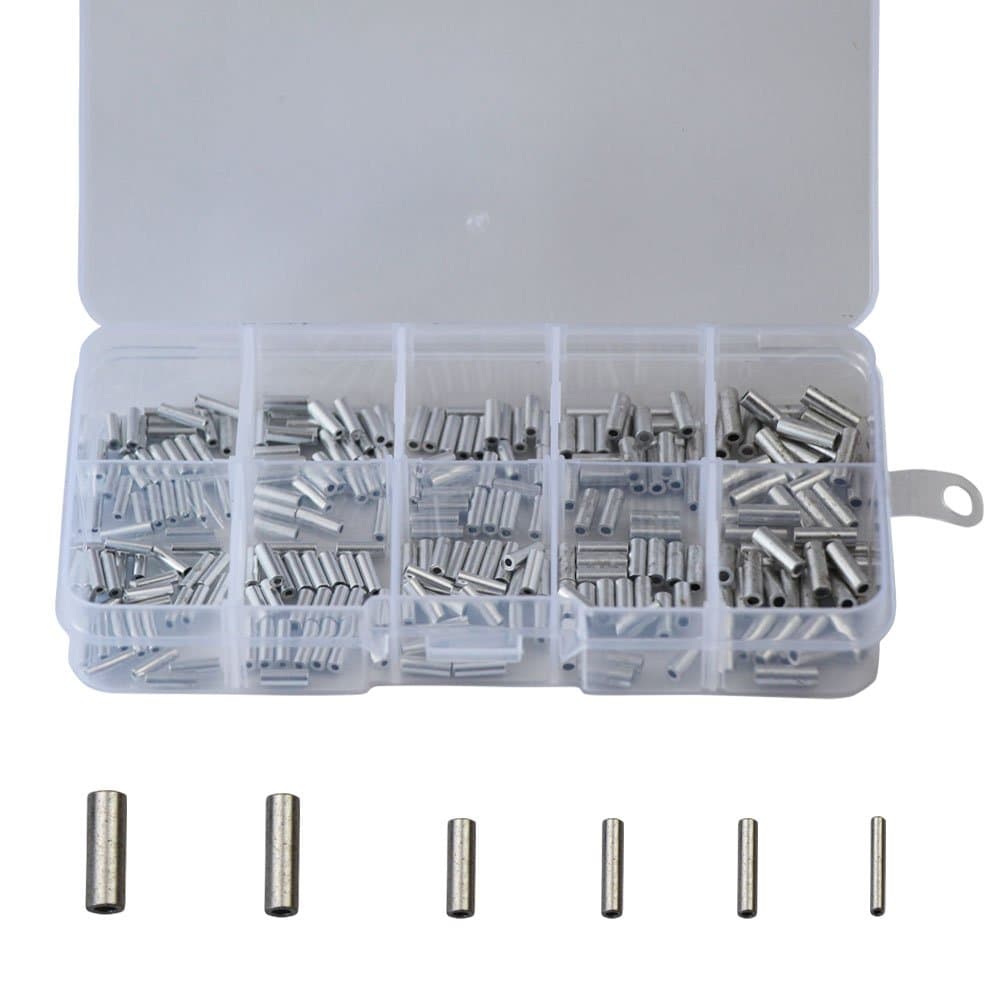 160pcs-240pcs Aluminum Crimp Sleeves Fishing Line Connector Single Barrel Crimp Sleeve Kit