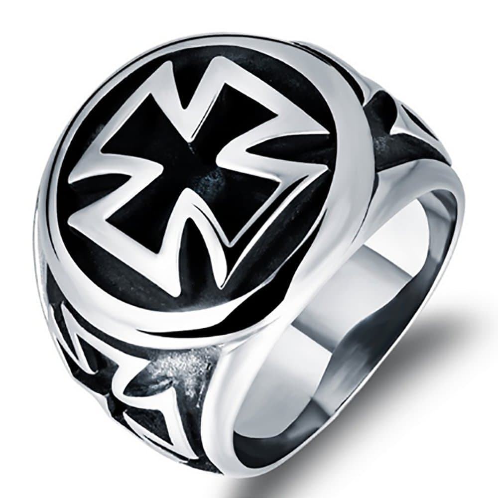 Sattaj cross Knights Templars ring men stainless steel unique jewelry exquisite men biker ring (9)