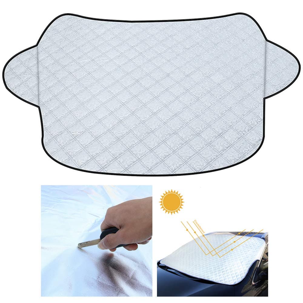 FAPPEN Car Sun Shade, Front Car Windshield Sunshade, Windscreen Cover UV Magnetic Windshield Protector Dust Water Resistent Snow Ice Cover for All Weather (70x40 inch)