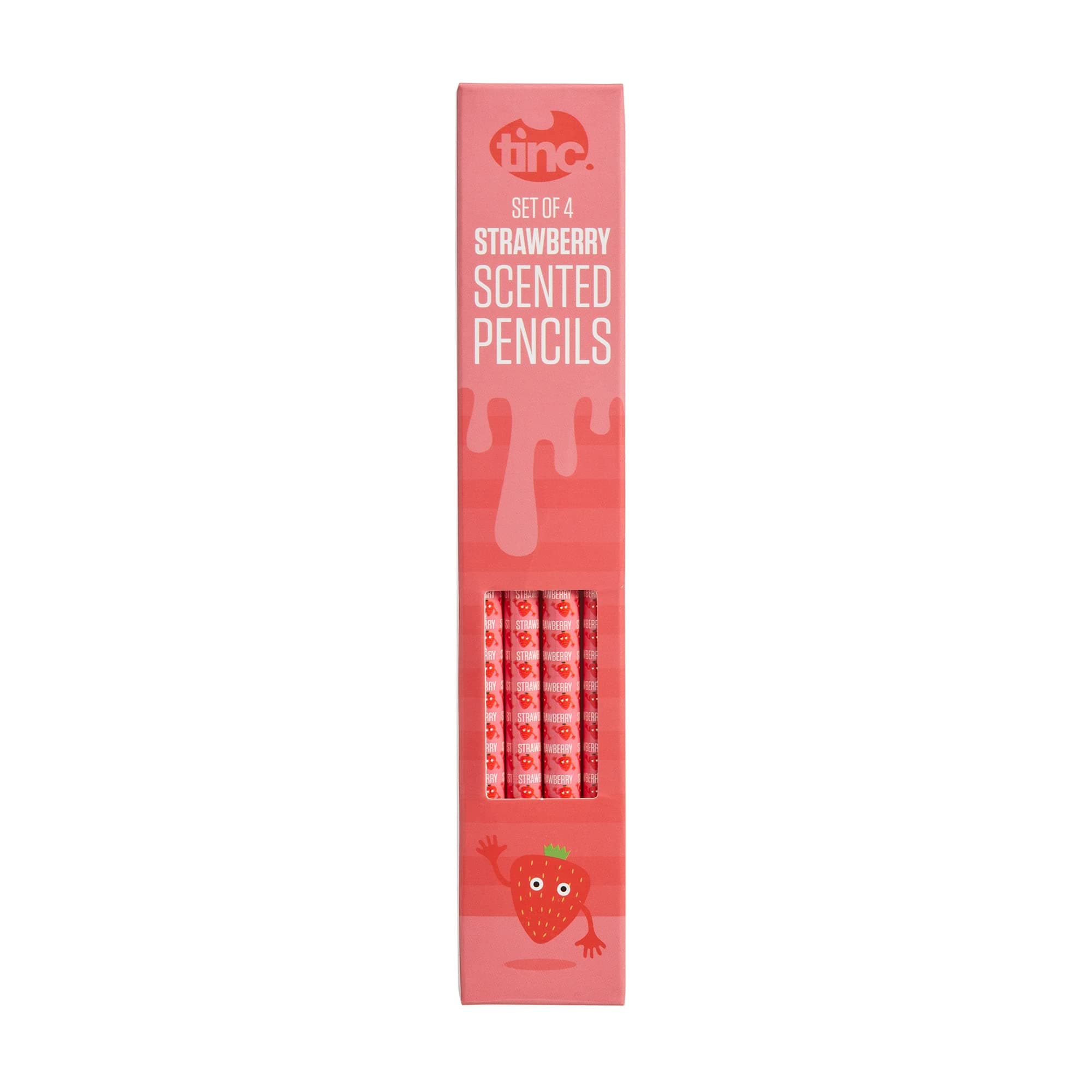 Tinc Strawberry Scented HB Pencils - Pack of 4, Red (S4STRAPC)