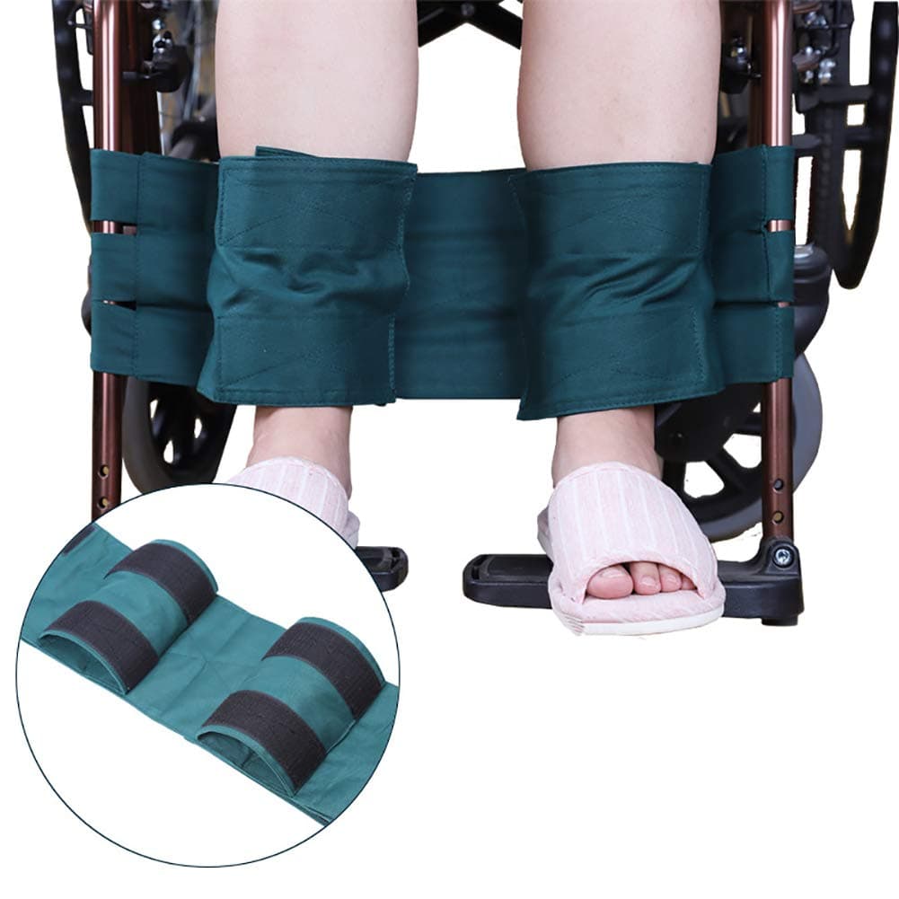 Wheelchair Leg Straps, Restraint Footrest for Wheelchair, Medical Foot Support Belt - High Quality Cloth Legs Belt for Disabled Elderly(Green, FYH141)