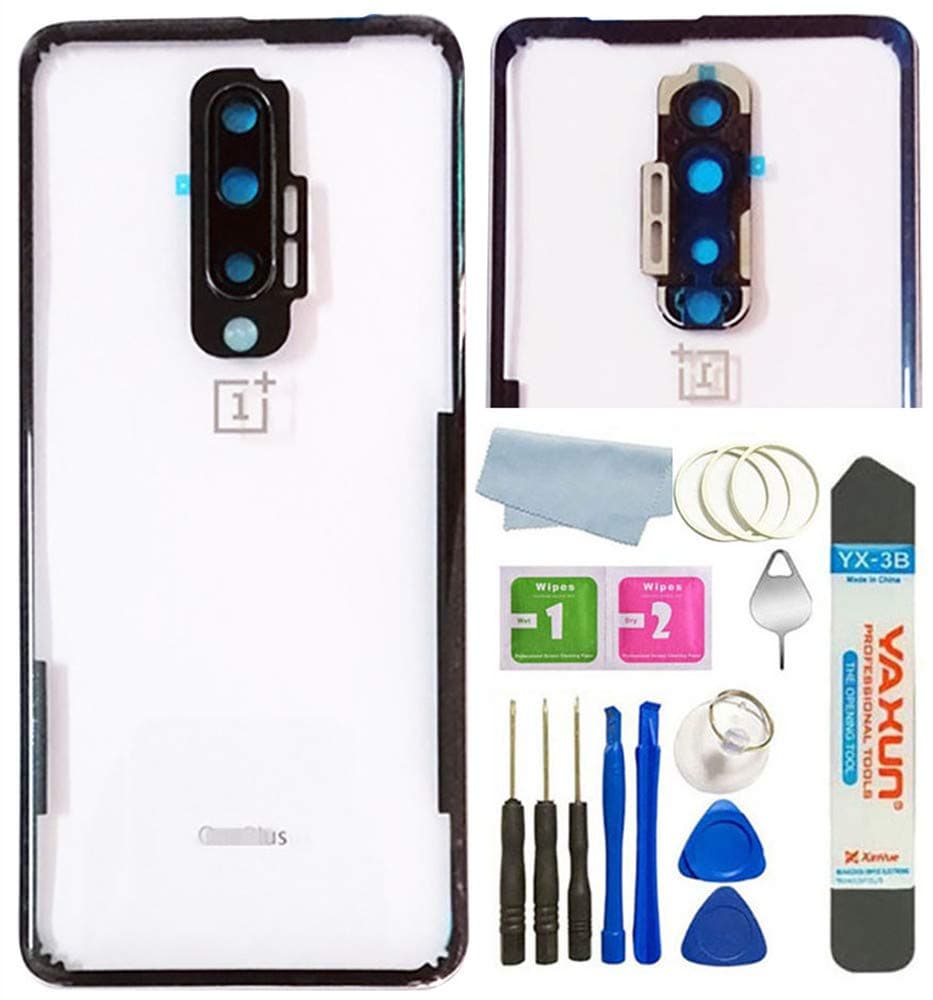 Battery Back Cover Rear Panel Glass +Camera Lens for Oneplus 7 Pro GM1910 GM1917 / 1+7 Pro (Transparent Glass)
