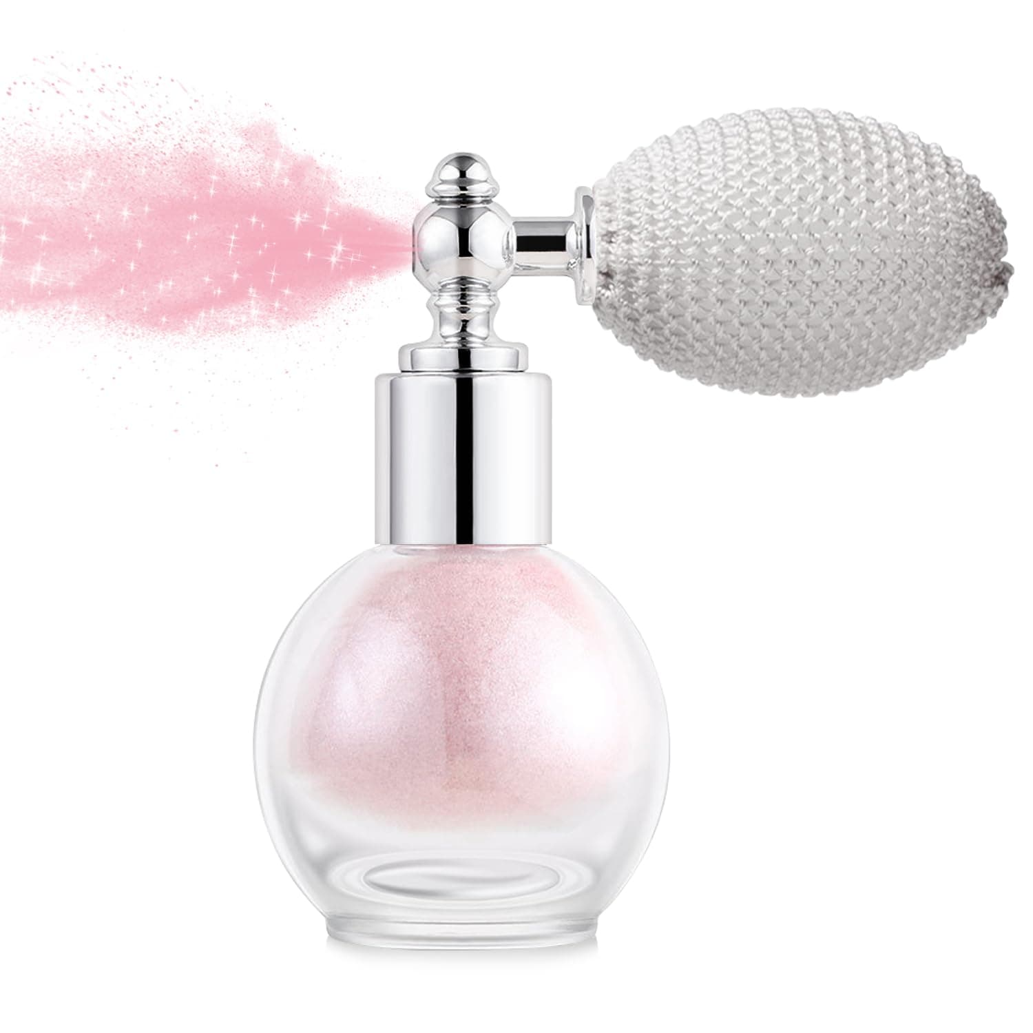 Hair and Body Glitter Spray, Holographic Glitter Highlighter Powder, Face Body Clothes Shiny Glitter, Loose Shimmer Hairspray Festival Rave Prom Accessories (Nude Pink)