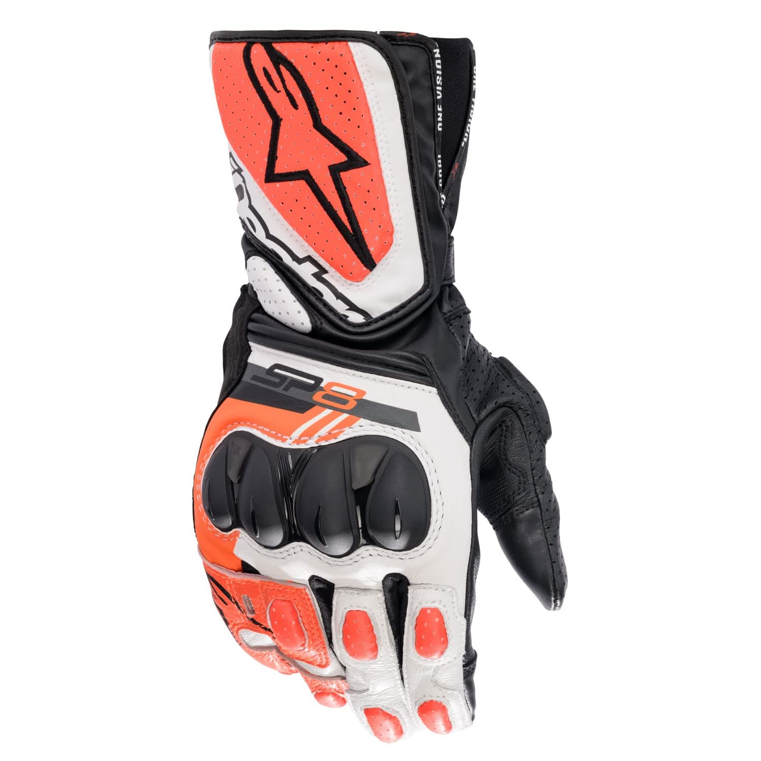 Alpinestars 3558321 Motorcycle Gloves, Black/White/Red Flow (Size: L) SP-8 v3 Leather Gloves