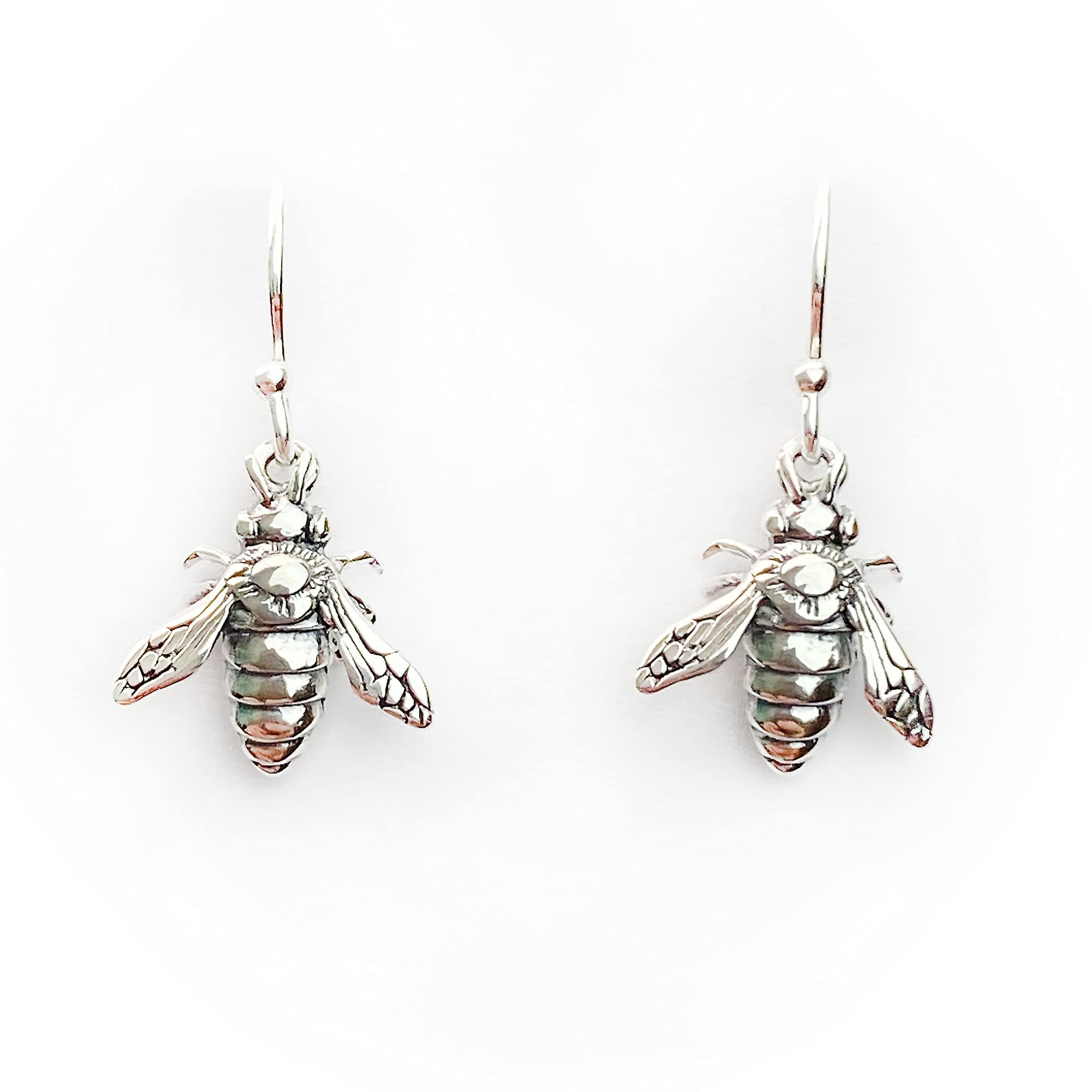 Bee Earrings Sterling Silver Dangles
