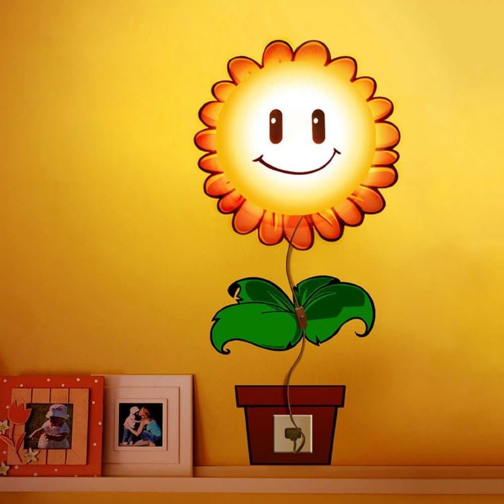 Novelty Cartoon Sunflower DIY 3D Wallpaper Wall Stickers Bedroom Decor LED Night Light Lamp for Kids' Best for Gifts EU/US Plug