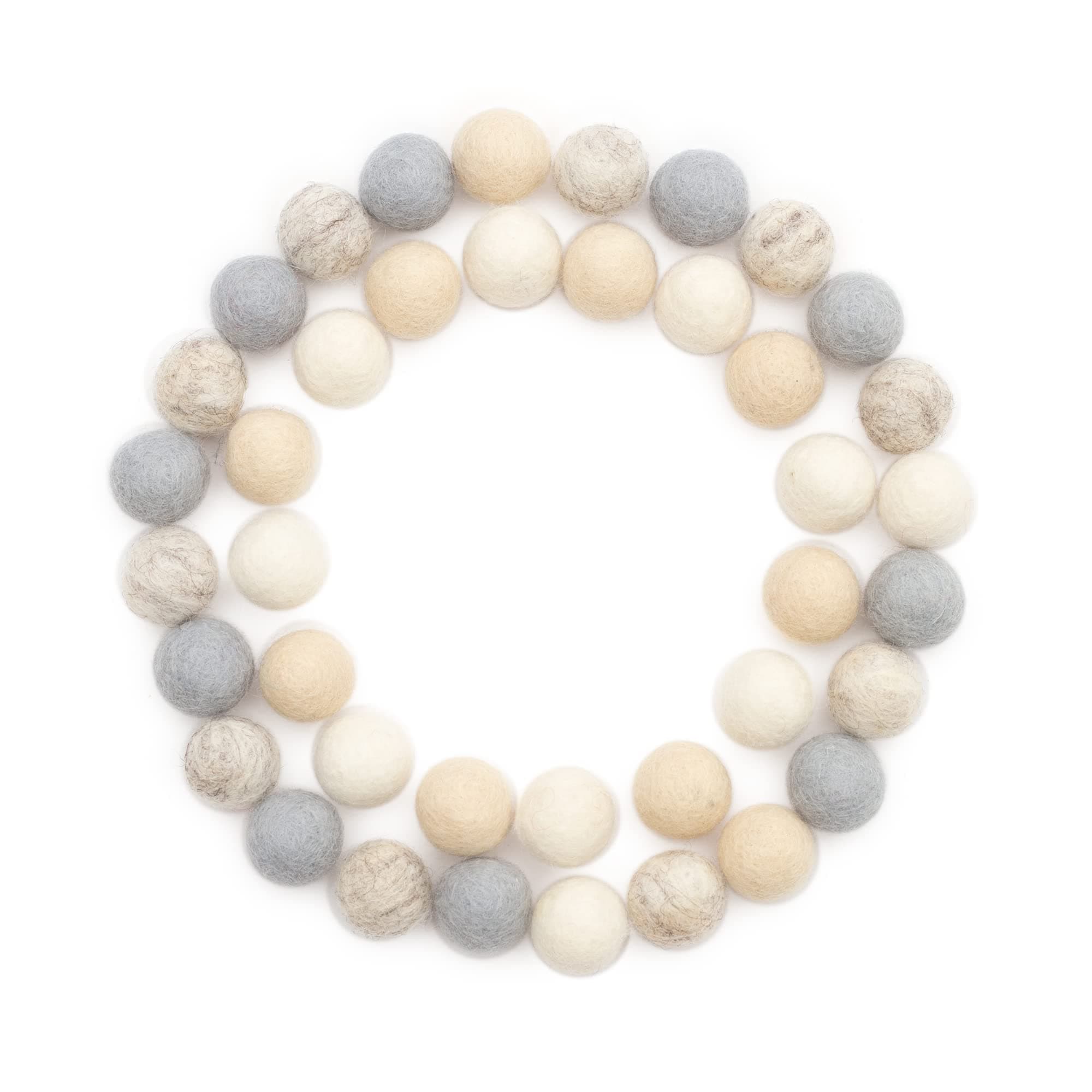 Glaciart OneFelt Wool Balls, Felt Pom Poms (40 Pieces) 2.5 Centimeter - 1 Inch, Handmade Felted Neutral Colors - Bulk Small Puff for Felting and Garland