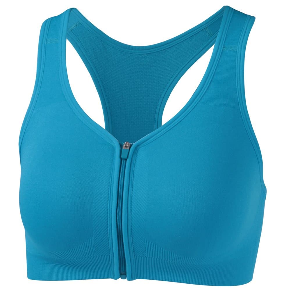 Racerback Front Zipper Sports Bra Women's Padded Seamless Wirefree Yoga Zip Bra