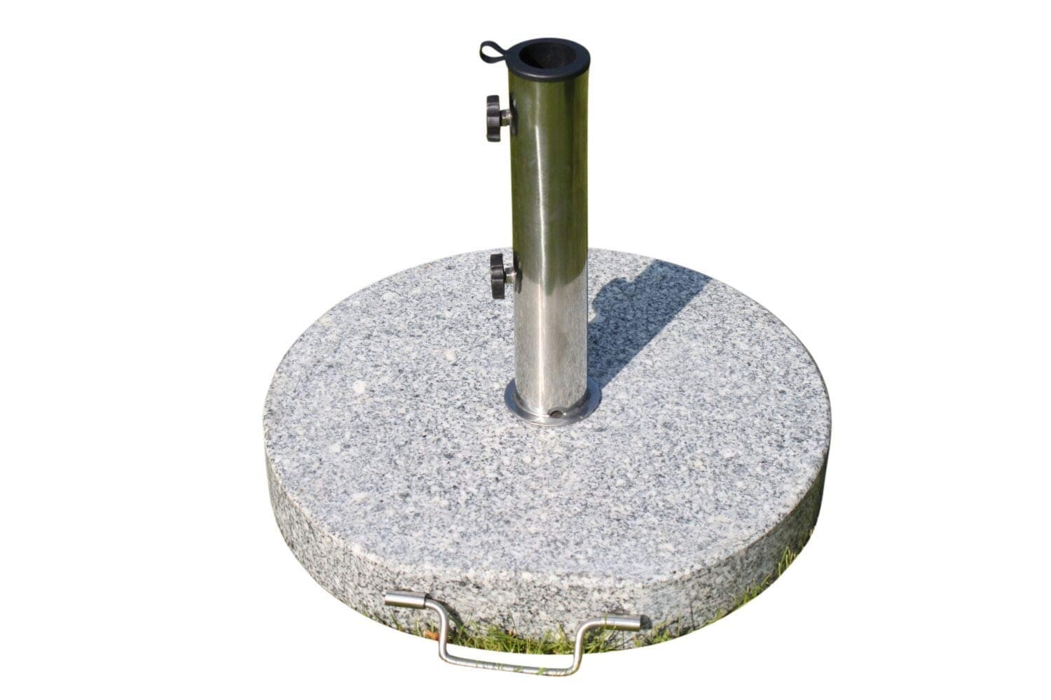 Garden Market PlaceLarge Round Granite Parasol Umbrella Base Weight 30KGS - With Stainless Steel Tube, Handle and Wheels