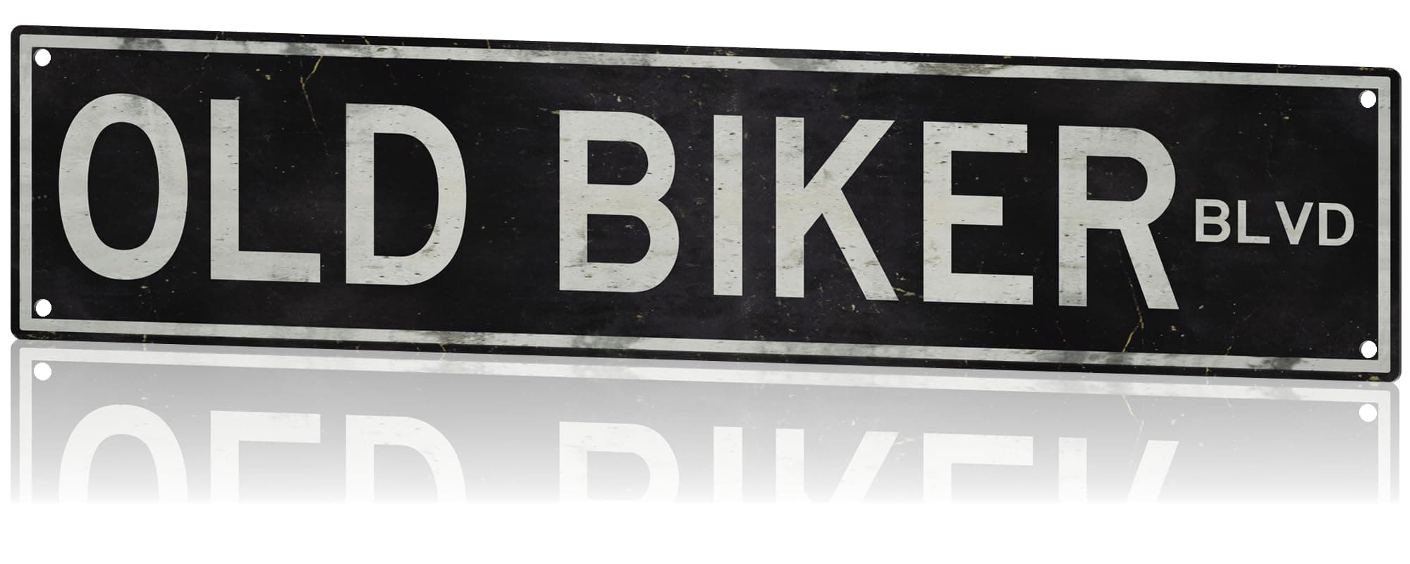Old Biker Blvd Metal Sign 18x4 Inch - Embossed Retro Motorcycle Wall Decor and Man Cave Art - Weathered Rustic Vintage Sign for Home, Garage, or Bar - Cool Motorcycle Enthusiast Gift