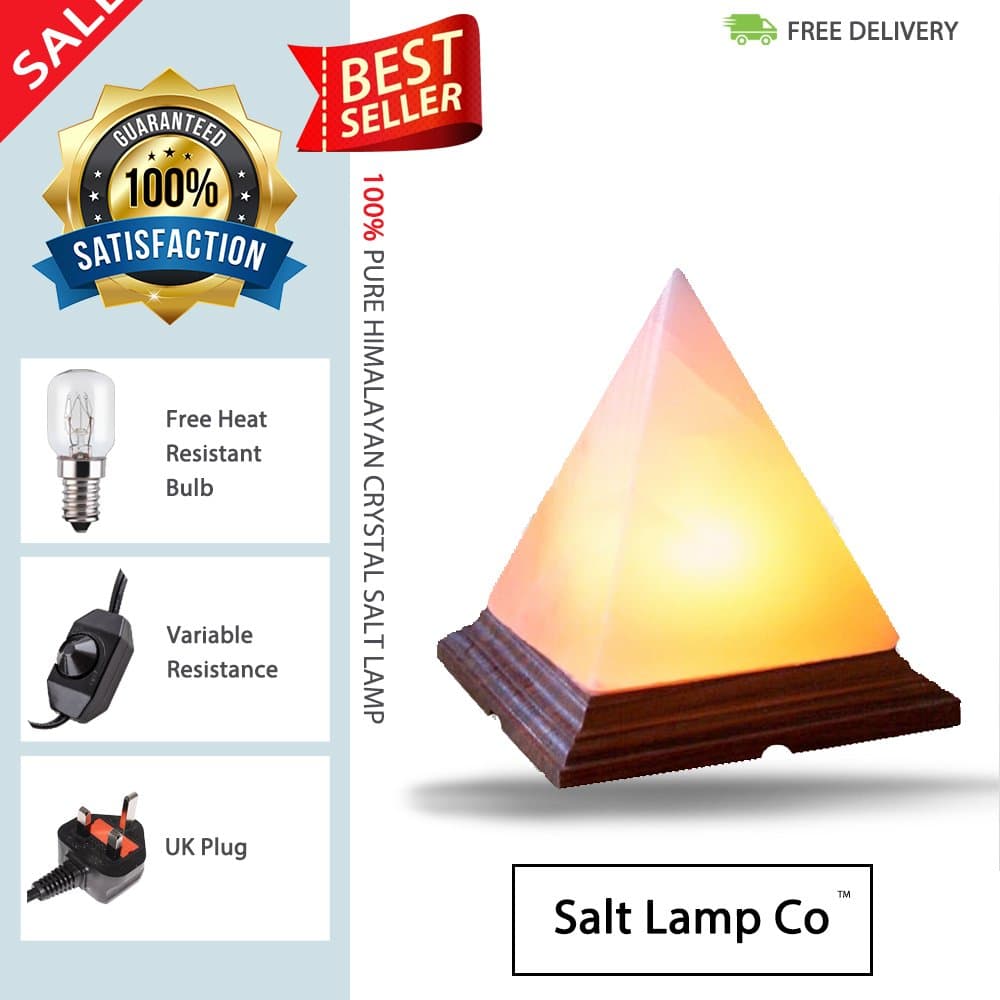 Salt Lamp ™ HIMALAYAN PINK SALT BIG PYRAMID SHAPE CRYSTAL ROCK LAMP NATURAL HEALING IONIZING SALT LAMP with DIMMER CABLE