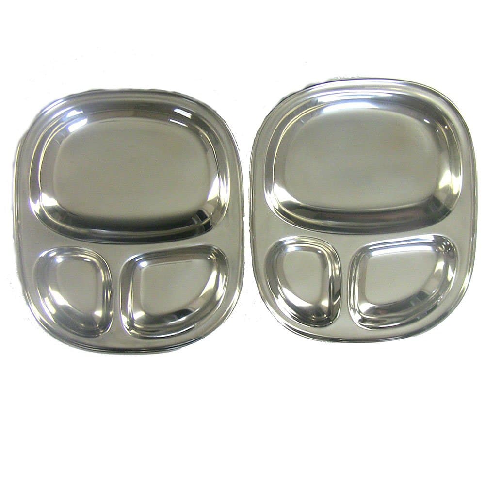 Kids's Tray - Divided Stainless Steel Tray Set of 2