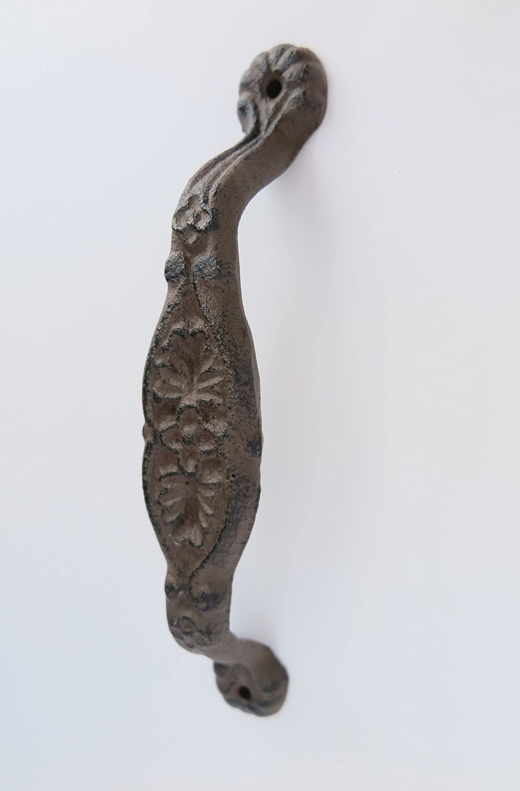 Clever-Deko Large Antique Door Handle Medieval Antique Cast Iron Youth Style Green Time Old Furniture Handle Cabinet Handle Sliding Door Brown Drawer Handle Chest Handle Window Handle