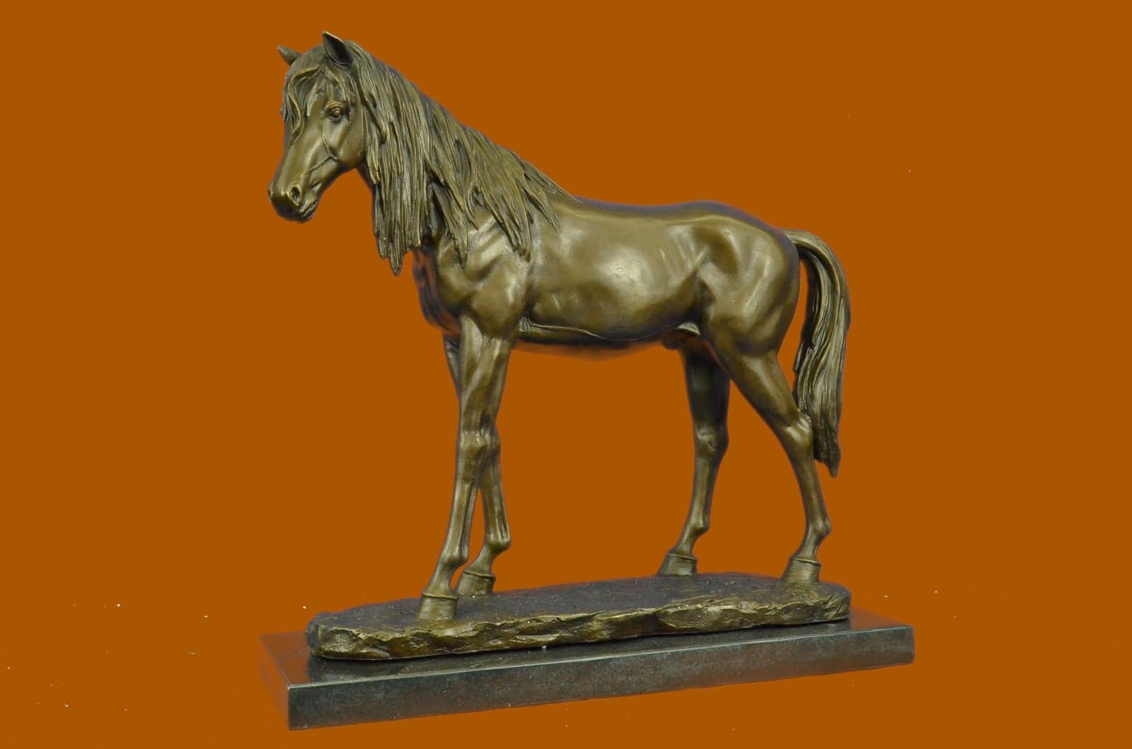 Hot Cast Massive 40 Lbs Arabian Horse Trophy Stallion Mare Bronze Sculpture Marble Figure