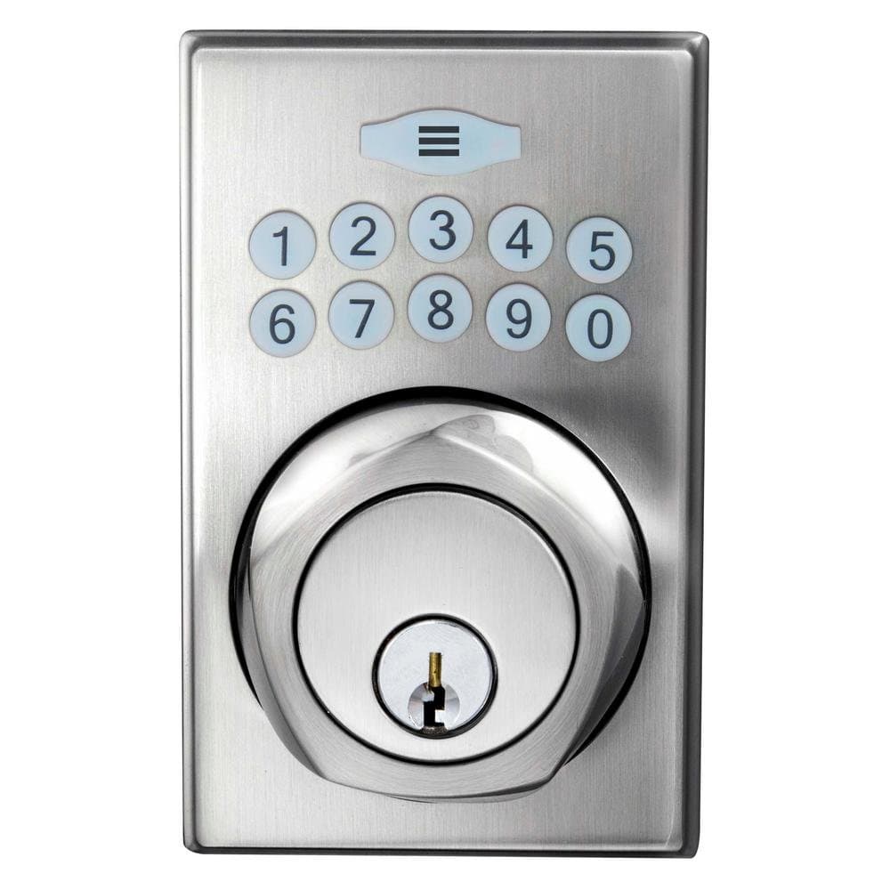 Keyless Electronic Entry Spin To Lock Deadbolt With Smart Keypad by Defiant | Premium Satin Nickel | Ideal Locks for Front Back Garage Door | Worry-Free No Hardwiring Install | Security Safety