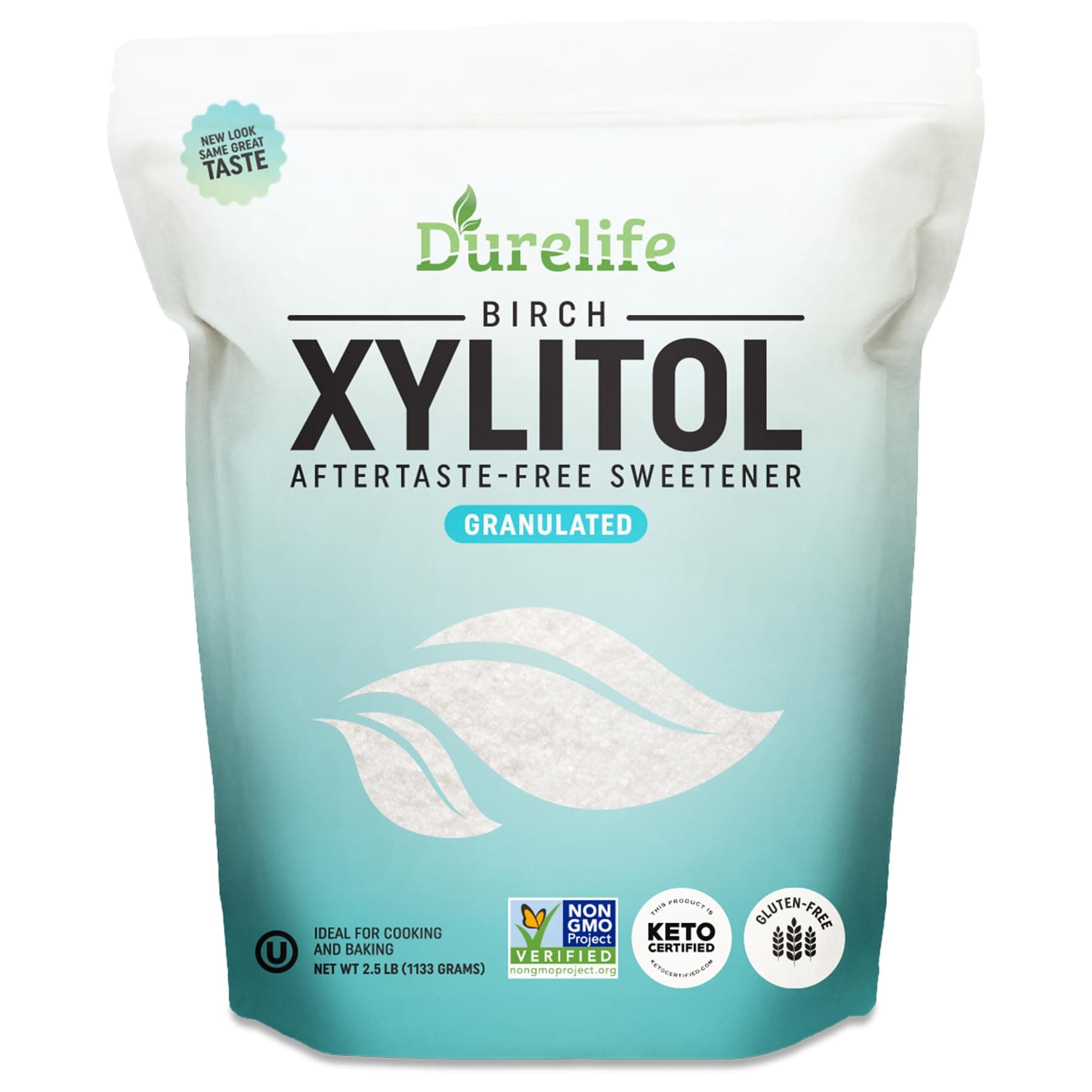DureLife XYLITOL Sugar Substitute 2.5 LB (40 OZ) Made From 100% Pure Birch Xylitol NON GMO - Gluten Free - Kosher, Sugar alternative,