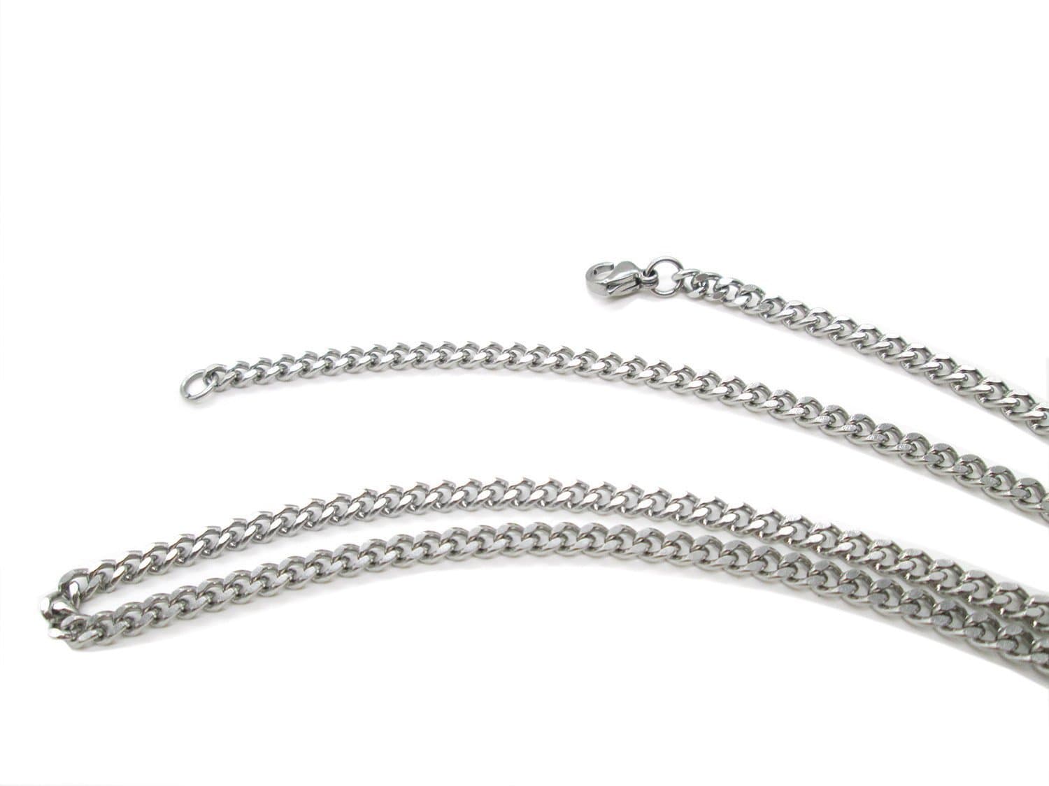 TRUSUPER Jewelry 2mm Titanium Steel Womens Beveled Curb Link Chain Silver Gold Plated Necklace, 18",20",22",24",26",28",30"