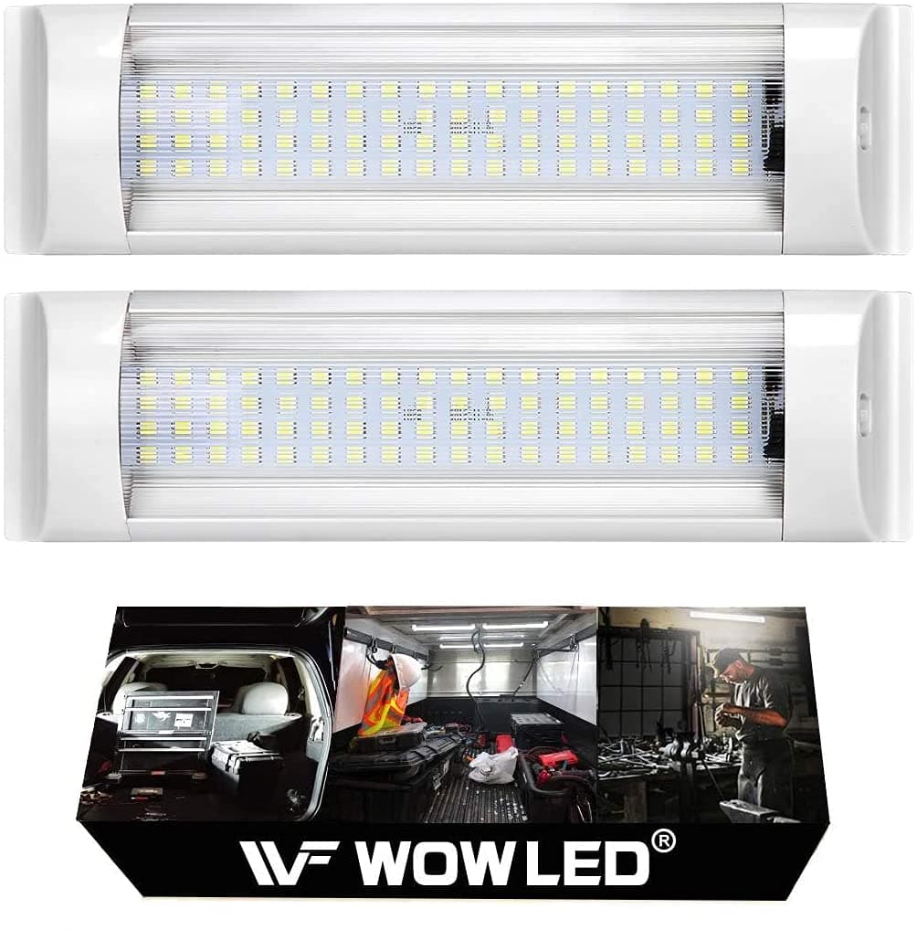 12V 72LED Interior Lights 2Pack, 4W LED RV Ceiling Roof Lights Bar Lamp with On/Off Switch, LED Interior Lighting for Car Camper Van Bus Caravan Boat Dome Light Motorhome Kitchen