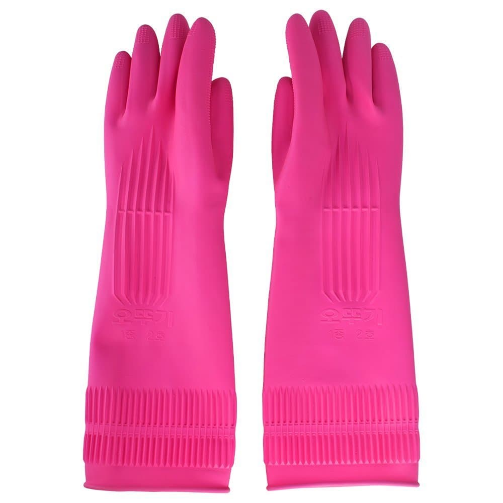 Top819 Trade Cleaning Gloves,Reusable Long Rubber Gloves Kitchen Household Dishwashing Gloves (M-pink)