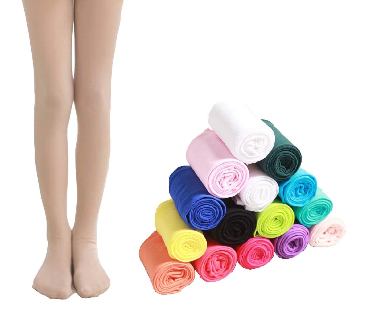 Girls Ballet Dance Tights Footed | Kids Stretchable Opaque Stockings | Soft Nylon Spandex Matte Tights for Ballet, Gymnastics, Recitals