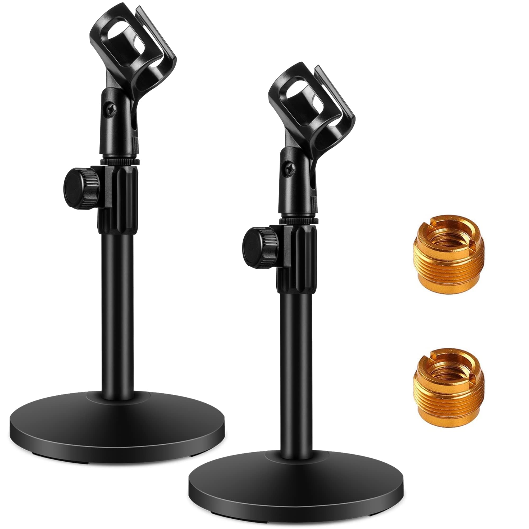 InnoGear Desktop Microphone Stand, 2 Pack Upgraded Adjustable Table Mic Stand with Mic Clip and 5/8" Male to 3/8" Female Screw for Blue Yeti Snowball Spark & Other Microphone