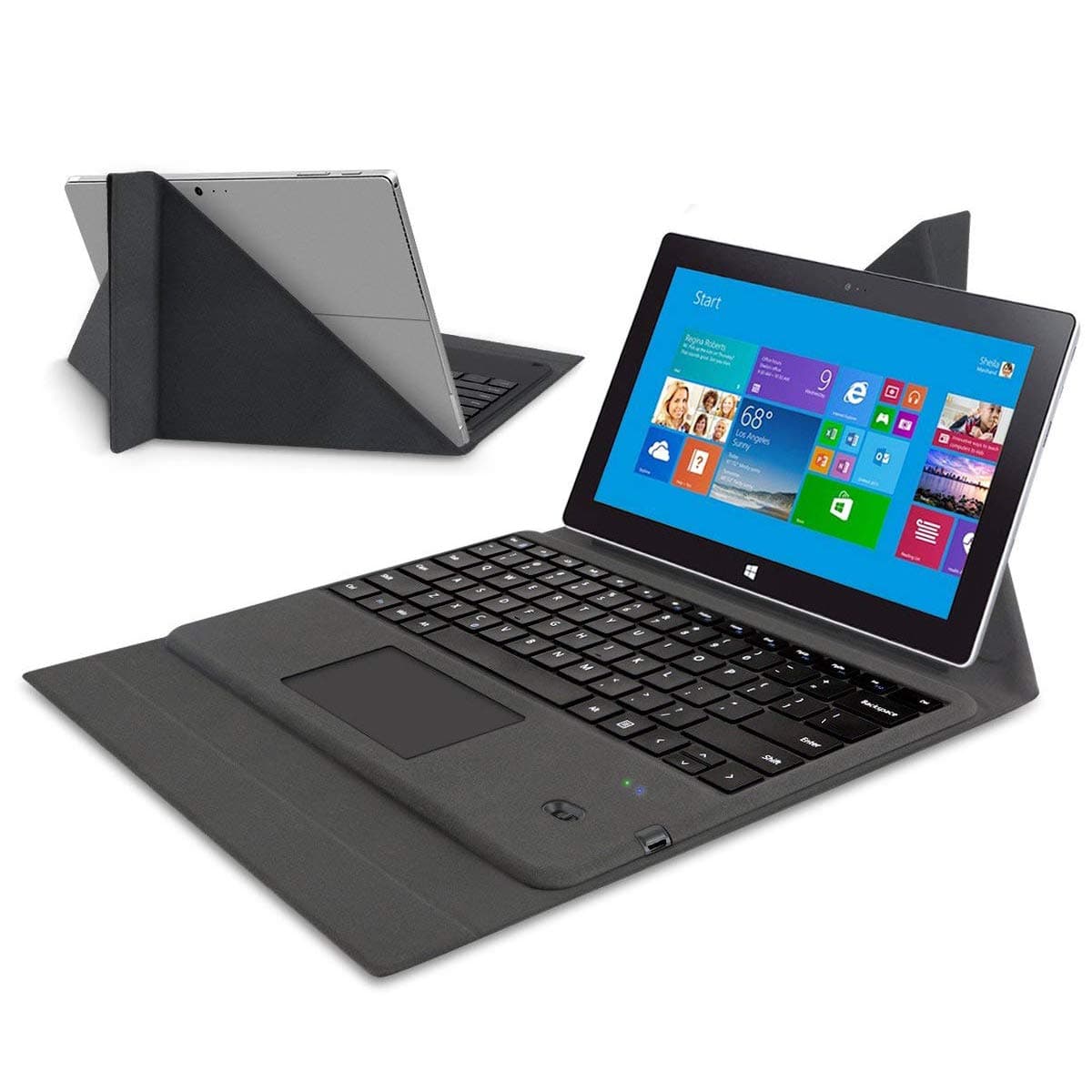 LEVREA Janvvoo Surface Pro 4/Pro 3 Keyboard Cover, Surface Keyboard Case, Bluetooth Wireless Surface Pro Keyboard with Trackpad, Built-in Recharging Battery & Ultra Slim Magnetic Protective