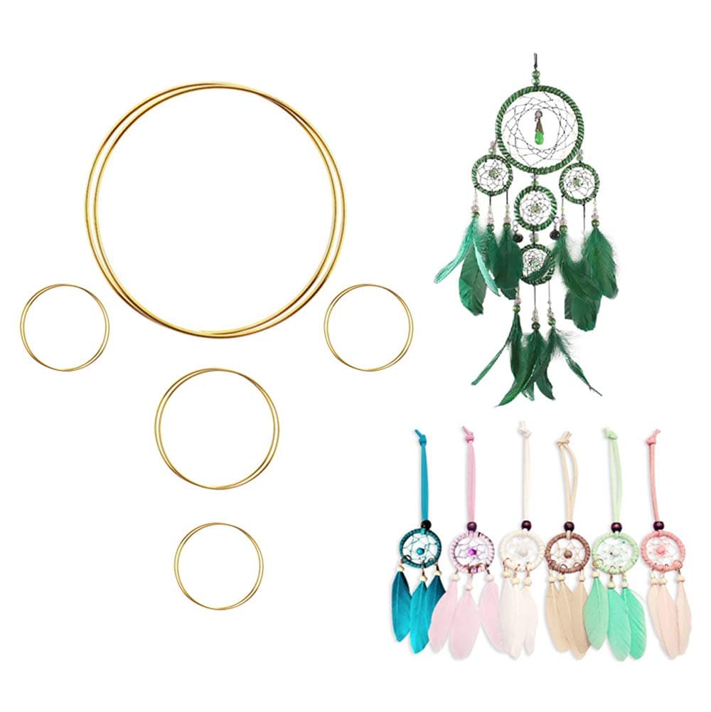 10 Pieces Metal Rings Hoops Macrame Ring for Dream Catchers and Crafts, 2 Inch, 3 Inch, 6 Inch (Gold)