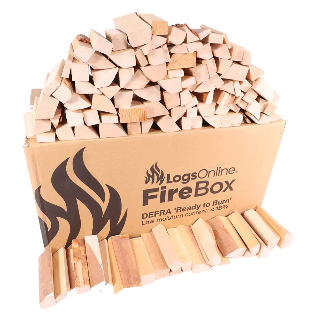 Logs Online (12kg) Food Safe Kiln Dried Birch Mini Hardwood Kindling Logs (5 inch) for Portable Pizza Oven. Safe Fire Log for Burning & Cooking in Outdoor Wood Burner Stove