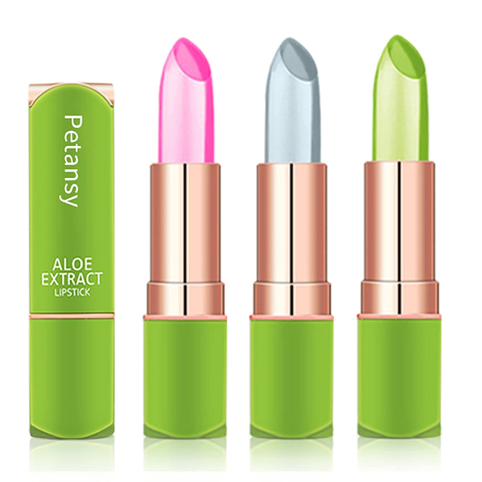 3 Packs Aloe Vera Lipstick, Lips Moisturizer Long Lasting Nutritious Lip Balm Magic Temperature Color Change Lip Gloss-Set