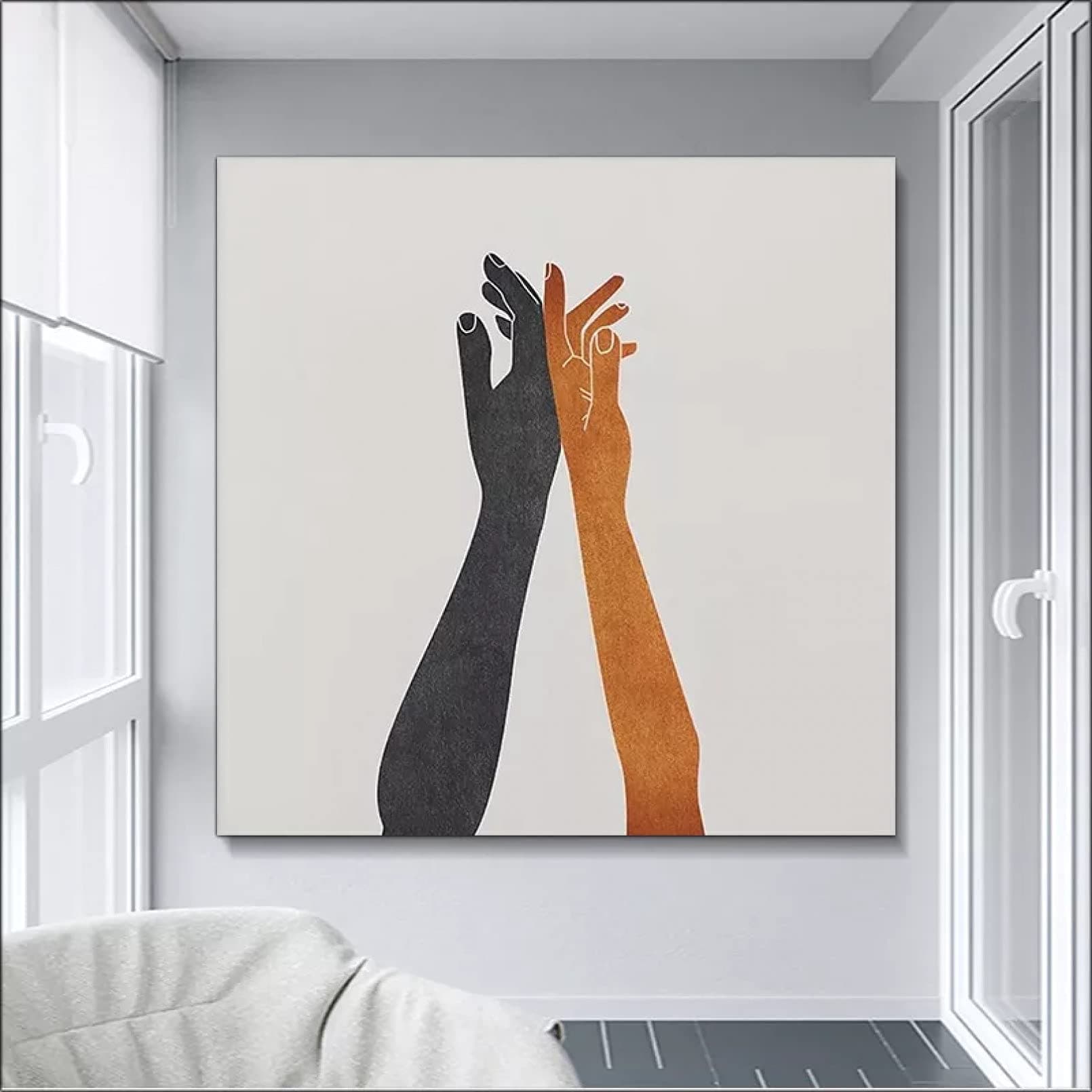 GUDOJK Wall Art Painting Modern Couple Canvas Painting, Hand, Poster, Waterproof Printing, Commemorative Printing, Bedroom Decorative Canvas Painting-16x16 inch