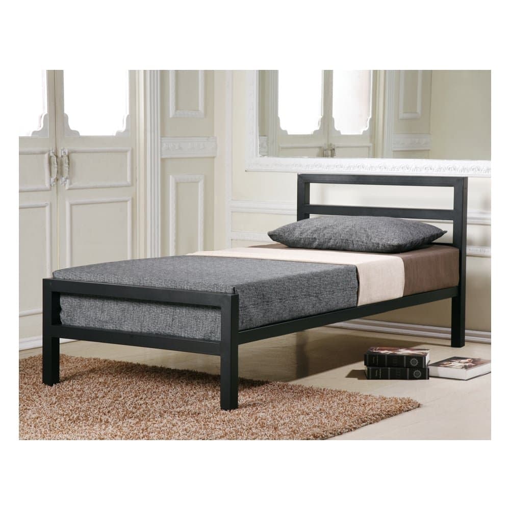 Time Living 3ft Single Bed Black Metal - City Block Bed Frame Only by Time Living